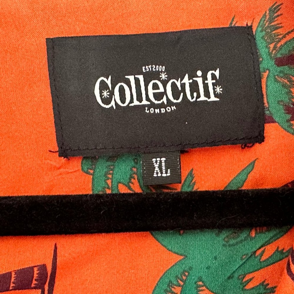 Collectif Orange Tropical Men's Button-up Shirt XL - Picture 3 of 5
